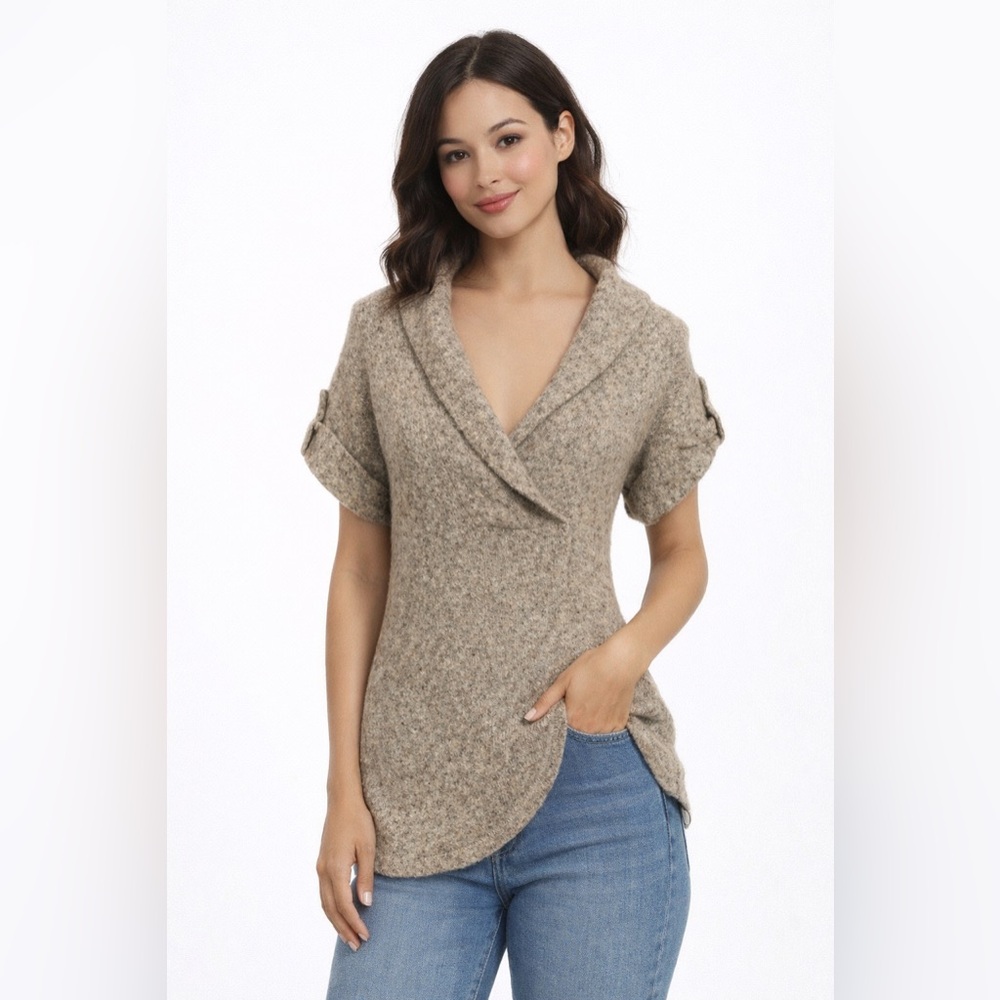 Y2K Xhilaration Knit Sweater Top | Cowl Neck Short Sleeve